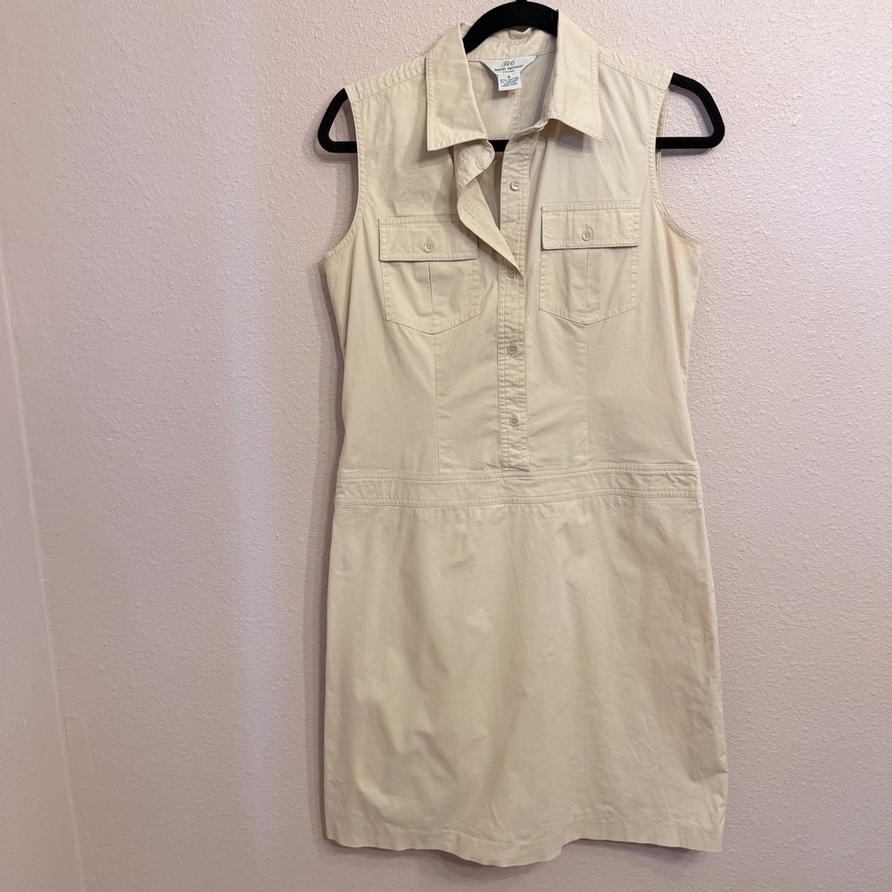 Brooks Brothers 346 Womens Sleeveless Cotton Stretch Safari‎ Shirt Dress 6